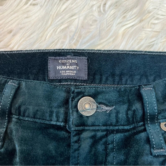 Citizens Of Humanity Demy Cropped Velvet Flare Pant Midnight Green Plush 29 - Picture 8 of 13